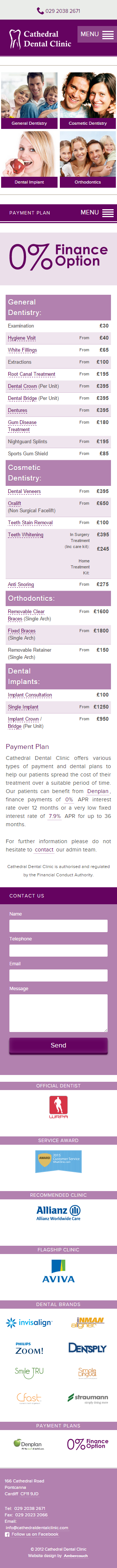 Wordpress mobile website for dentist, price guide.